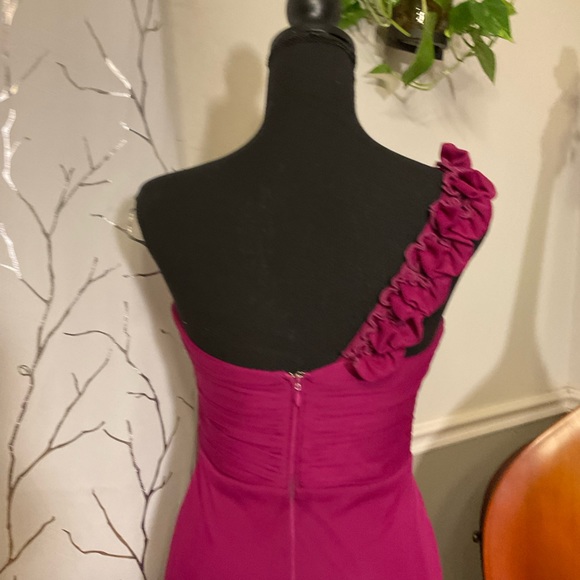 Cache brand, Magenta colored Gown, single shoulder strap, fitted bodice, s 4 - Picture 4 of 9